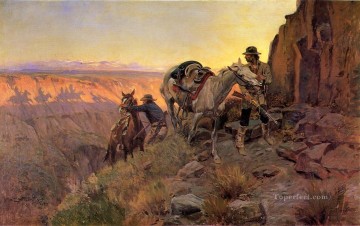  death Oil Painting - When Shadows Hint Death western American Charles Marion Russell